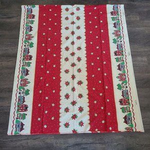 Vintage Weilwood Fabric Christmas 10ft Tablecloth etc